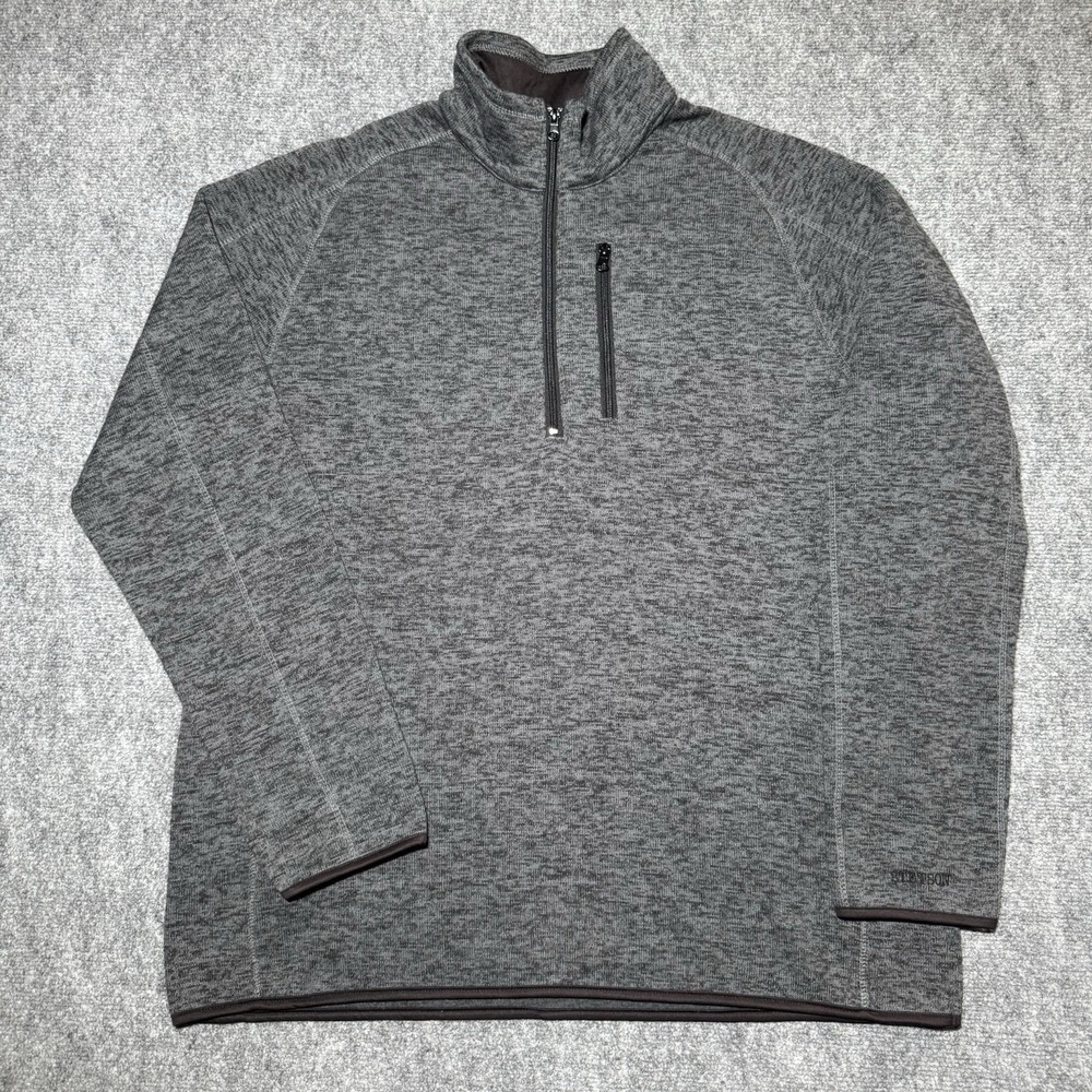 Stetson‎ Sweater Quarter 1/4 Zip Fleece Men Size XL Heather Gray Pullover